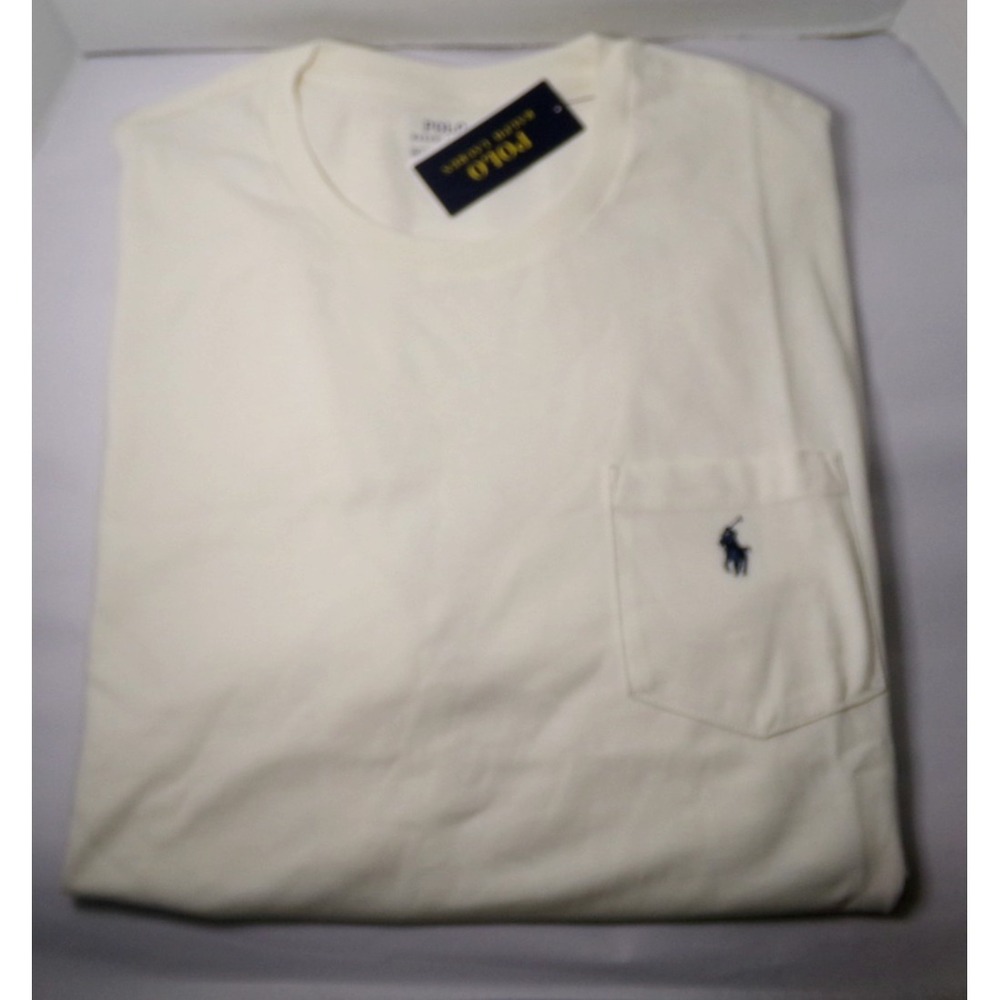 MENS RALPH LAUREN POLO S/S POCKET T-SHIRT~4X BIG~PALE CREAM~NWT